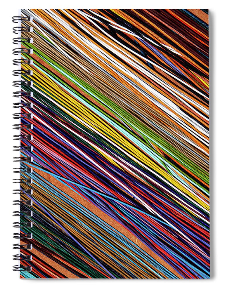 Apt Spiral Notebook featuring the photograph Colorful Leather Strips at Apt Market by Bob Phillips