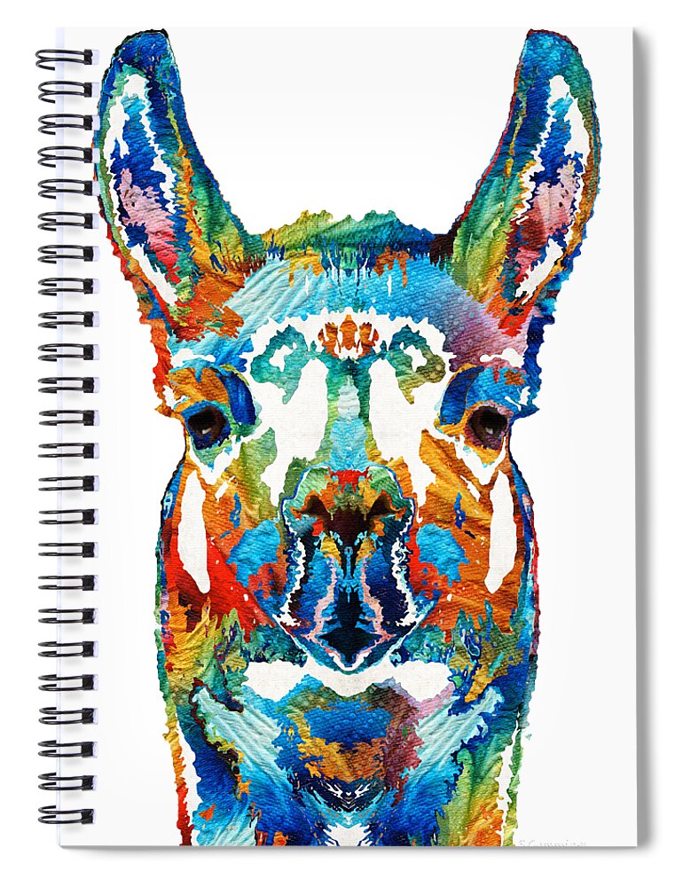 Llama Spiral Notebook featuring the painting Colorful Llama Art - The Prince - By Sharon Cummings by Sharon Cummings