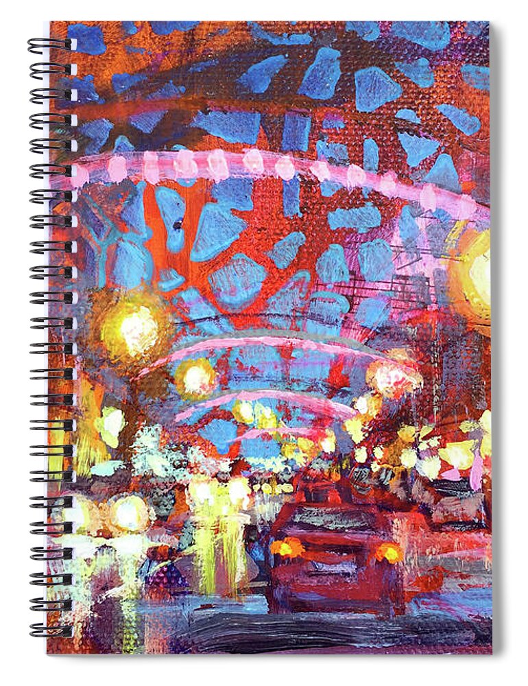 Festive Spiral Notebook featuring the painting Colorful Short North by Robie Benve