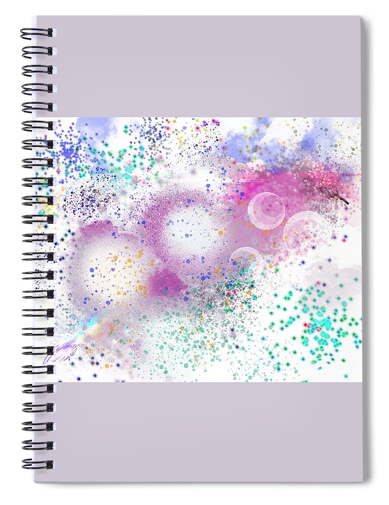 Abstract Expressionism Spiral Notebook featuring the digital art Colorful Smoke Signals #1 by Zotshee Zotshee