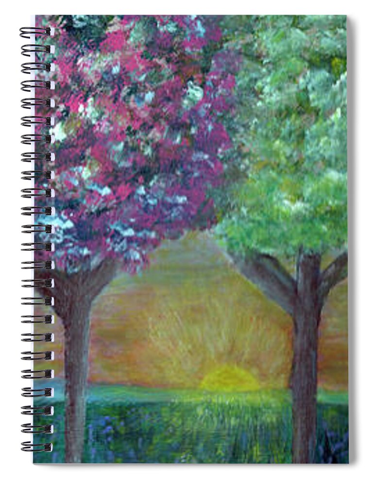 Trees Spiral Notebook featuring the photograph Colorful Trees and Sunset by Carol Eliassen