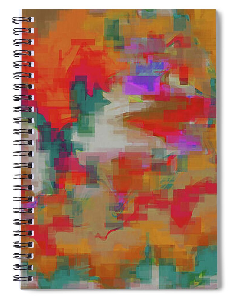 Colorful Spiral Notebook featuring the mixed media Colorful World Abstract by Shelli Fitzpatrick