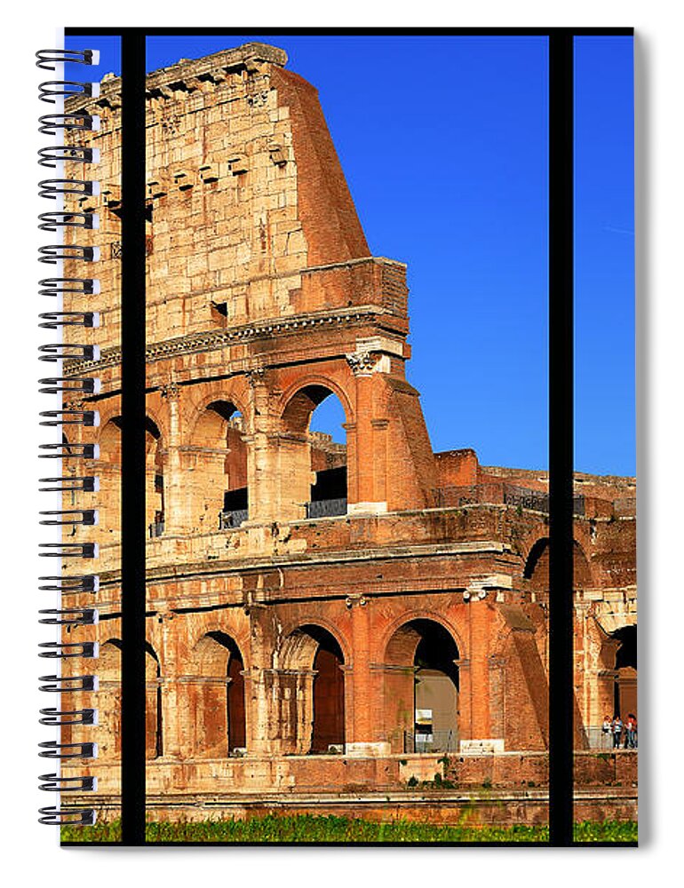 Coliseum Spiral Notebook featuring the photograph Colosseum Colors Triptych by Stefano Senise