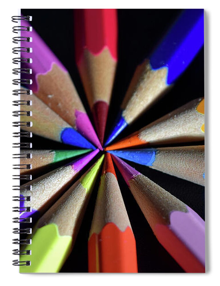 Coloured Pencils Spiral Notebook featuring the photograph Colourful pencils by Gareth Parkes