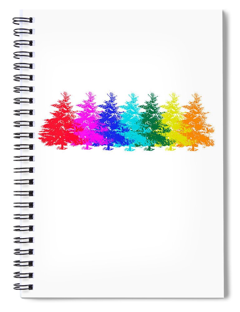 Everygreens Spiral Notebook featuring the mixed media Colourful Trees by Moira Law