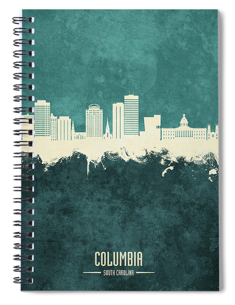 Columbia Spiral Notebook featuring the digital art Columbia South Carolina Skyline #63 by Michael Tompsett