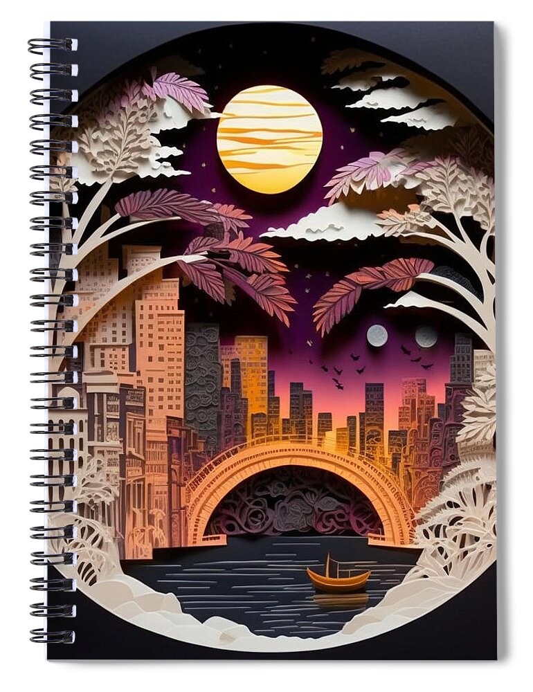 Quilling Spiral Notebook featuring the mixed media Columbus OH by Jay Schankman
