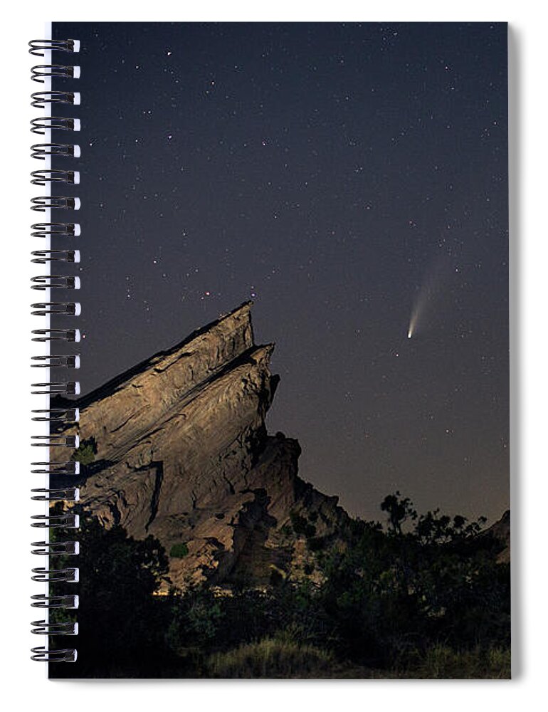 Mojave National Preserve Spiral Notebook featuring the photograph Comet NEOWISE at Vasquez Rocks by Joseph Philipson