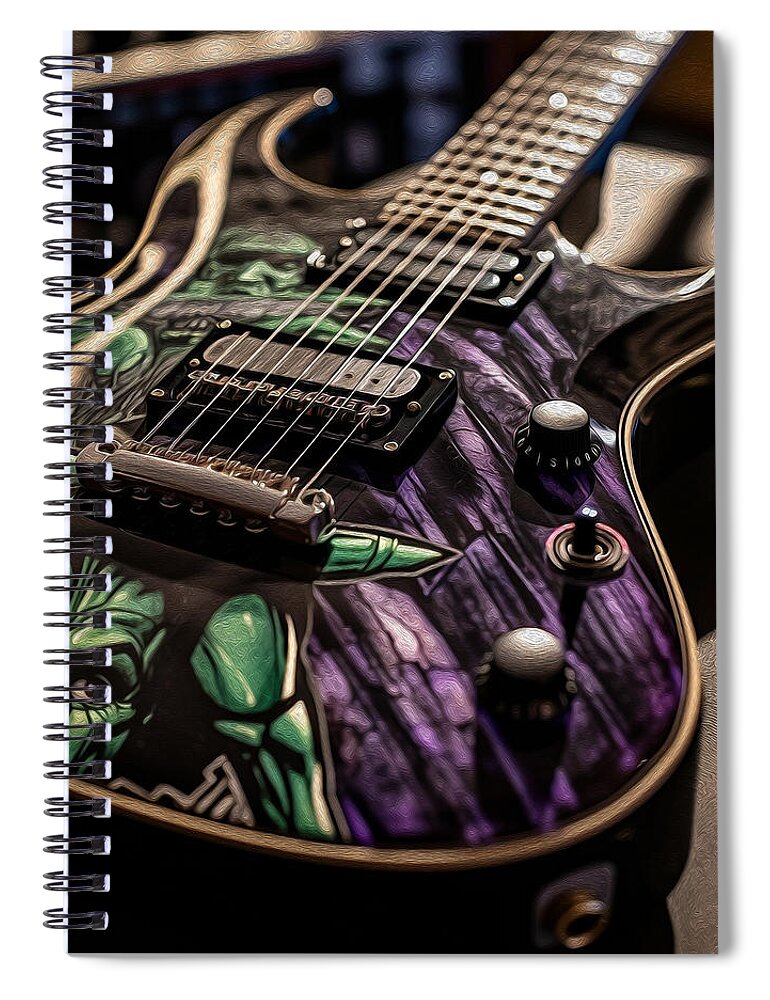 Comic Book Electric Guitar - Oil Style Spiral Notebook by Nels