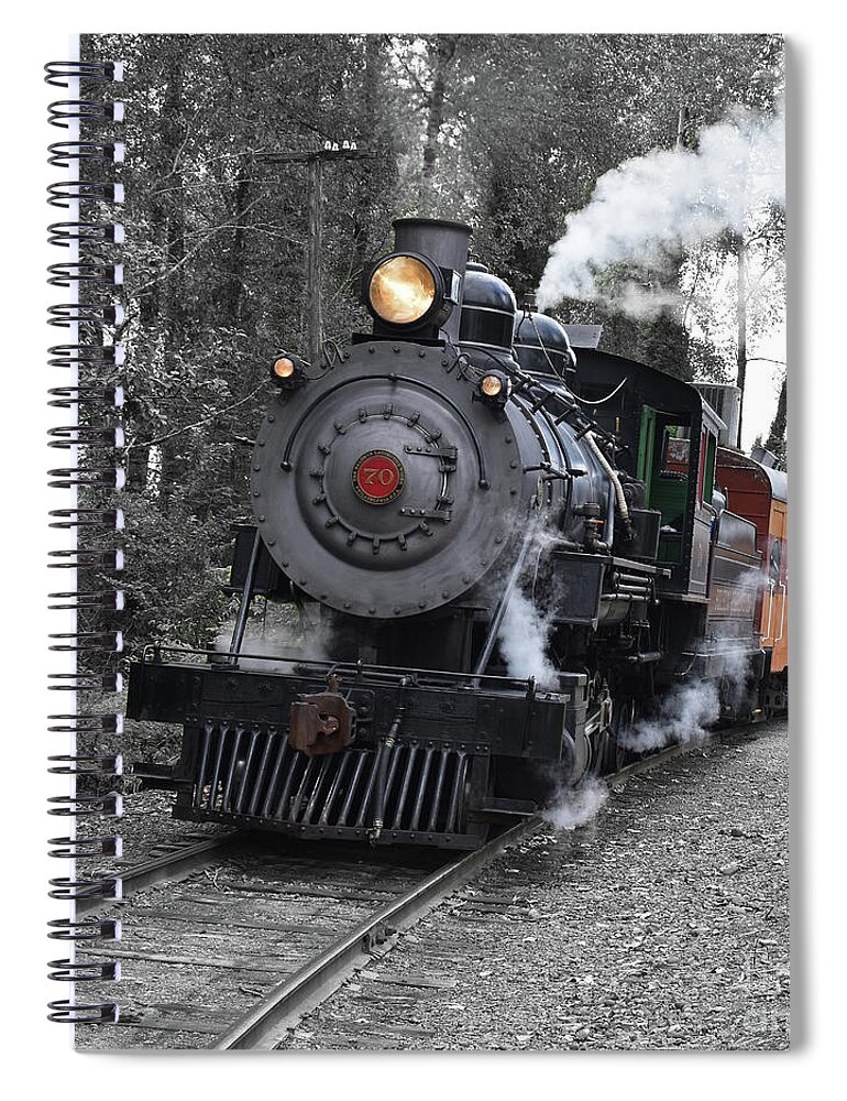 Mt. Rainier Scenic Railroad Spiral Notebook featuring the photograph Comin' Round The Bend by Ron Long