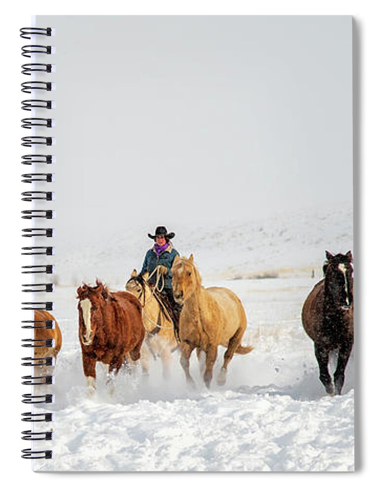 Horses Spiral Notebook featuring the photograph Coming Home by Elin Skov Vaeth
