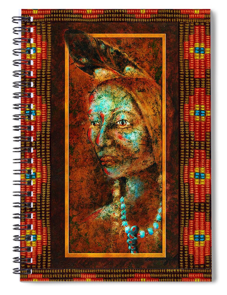 Native American Spiral Notebook featuring the painting Coming Together II by Kevin Chasing Wolf Hutchins