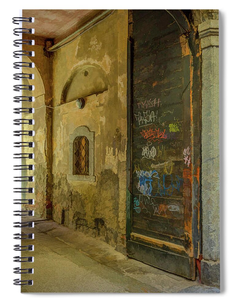 Como Spiral Notebook featuring the photograph Como Italy Street Scene by Douglas Wielfaert