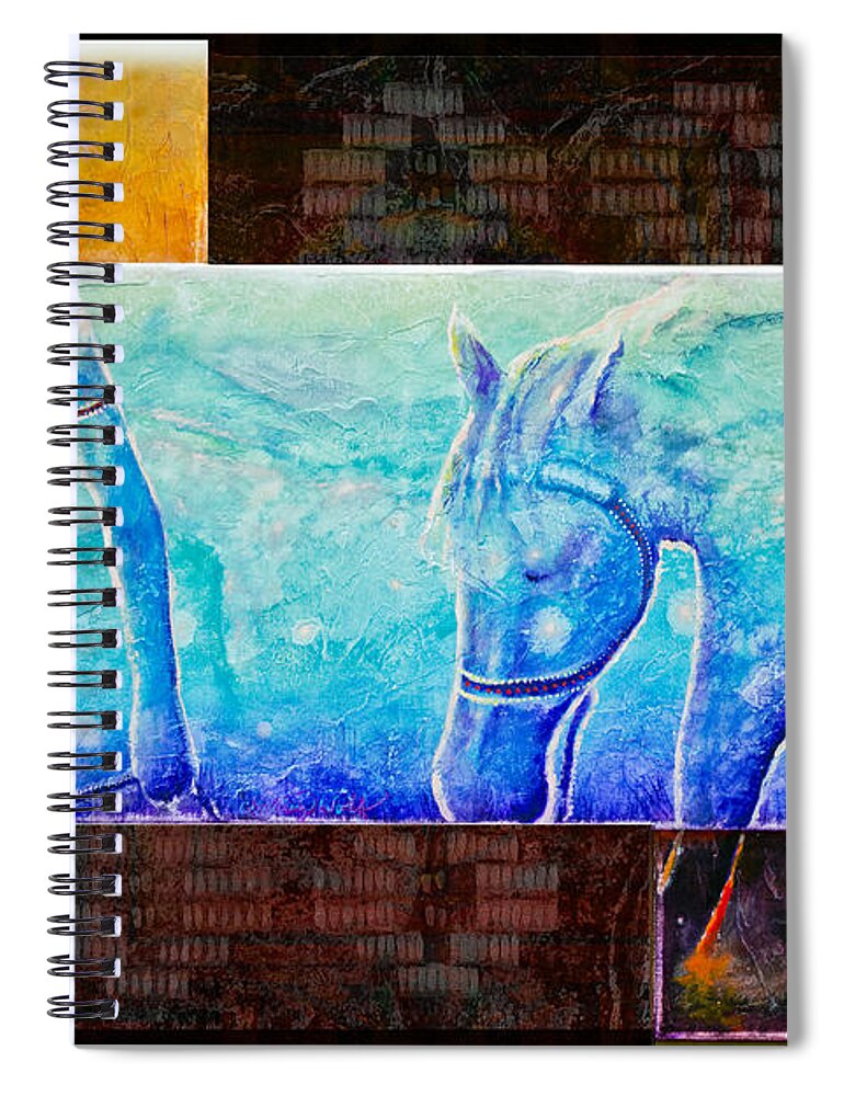 Horse Spiral Notebook featuring the painting Companions on the Red Road by Kevin Chasing Wolf Hutchins