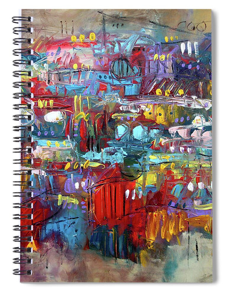 Music Spiral Notebook featuring the painting Composing For Joy by Jim Stallings