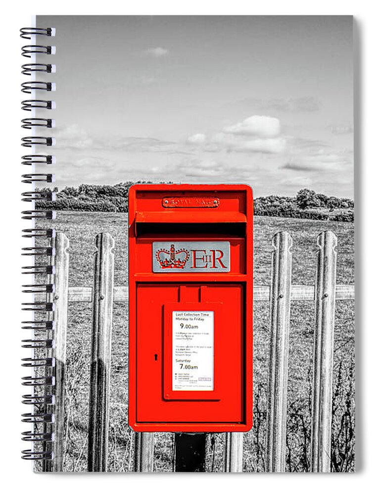 Red Spiral Notebook featuring the photograph Composite of an English mini post box by Pics By Tony