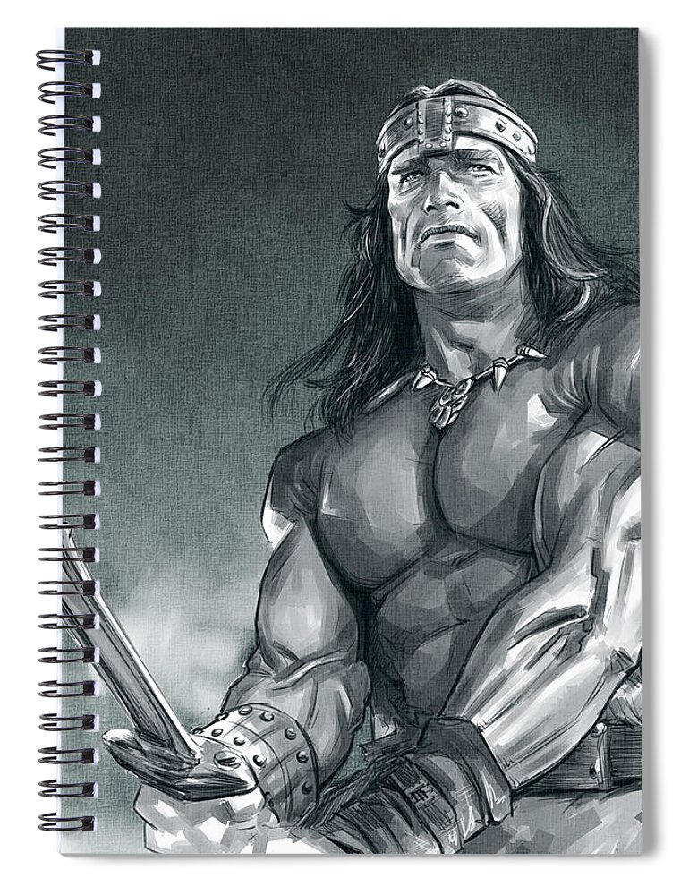 Conan The Barbarian Spiral Notebook featuring the digital art Conan The Barbarian by Darko Babovic
