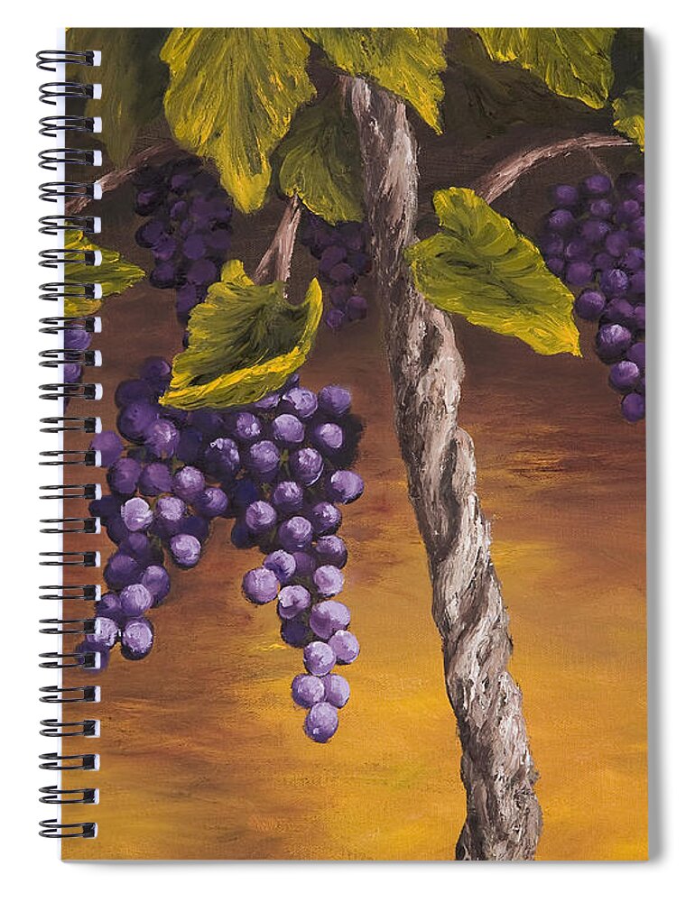 Grape Vine Spiral Notebook featuring the painting Concord grapes by Darice Machel McGuire