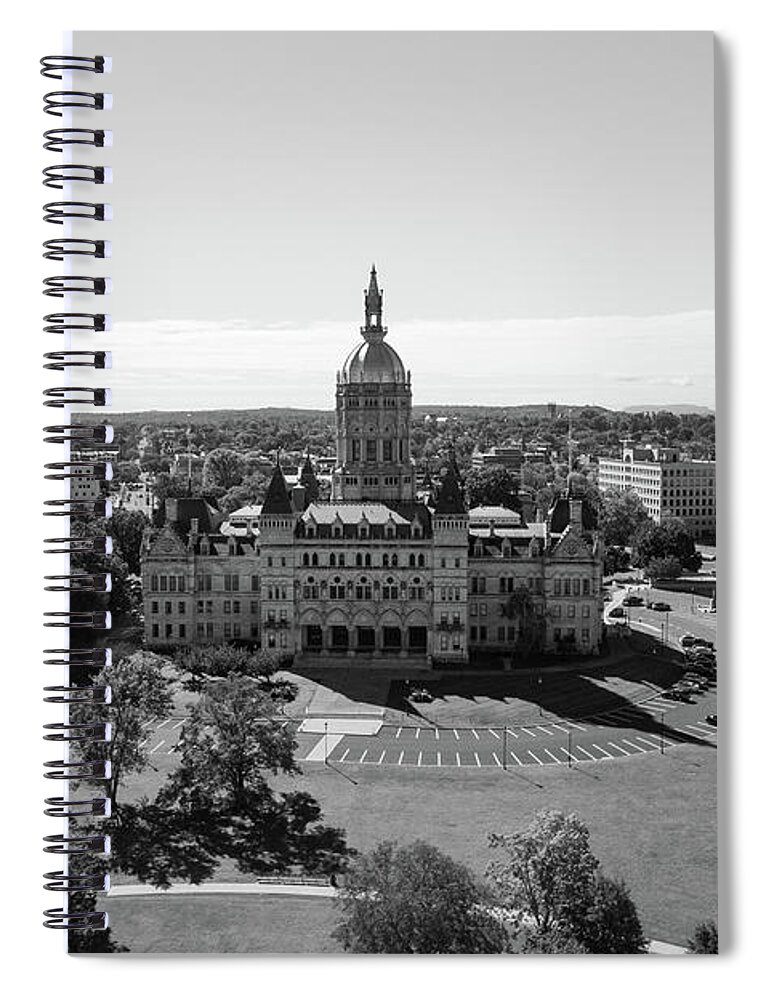 Democrats Spiral Notebook featuring the photograph Connecticut state capitol building in Hartford Connecticut in black and white by Eldon McGraw
