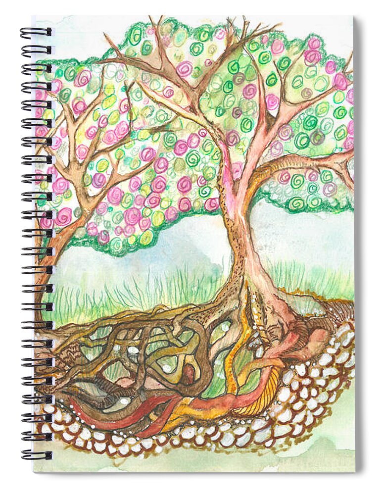 Roots Spiral Notebook featuring the painting Connection by Patricia Arroyo