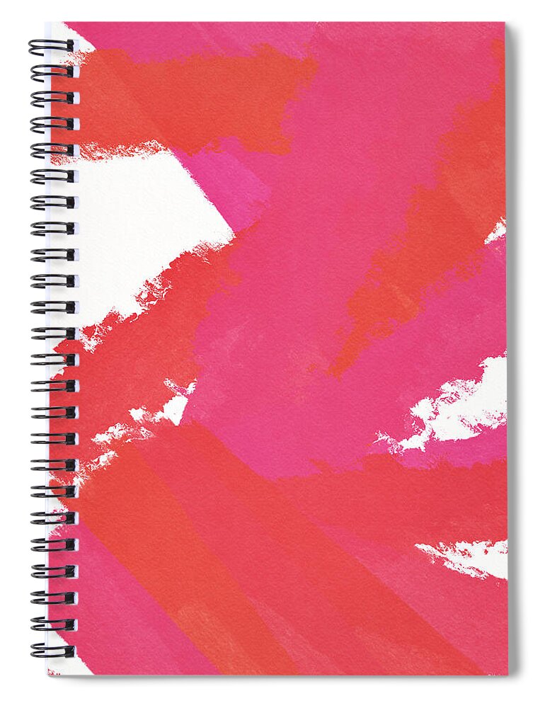Abstract Spiral Notebook featuring the mixed media Construct Pink- Art by Linda Woods by Linda Woods