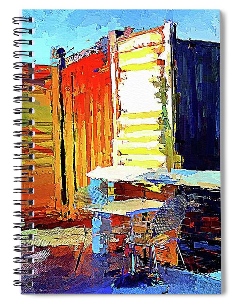 Container Park Spiral Notebook featuring the digital art Container display at Las Vegas Container Park by Tatiana Travelways
