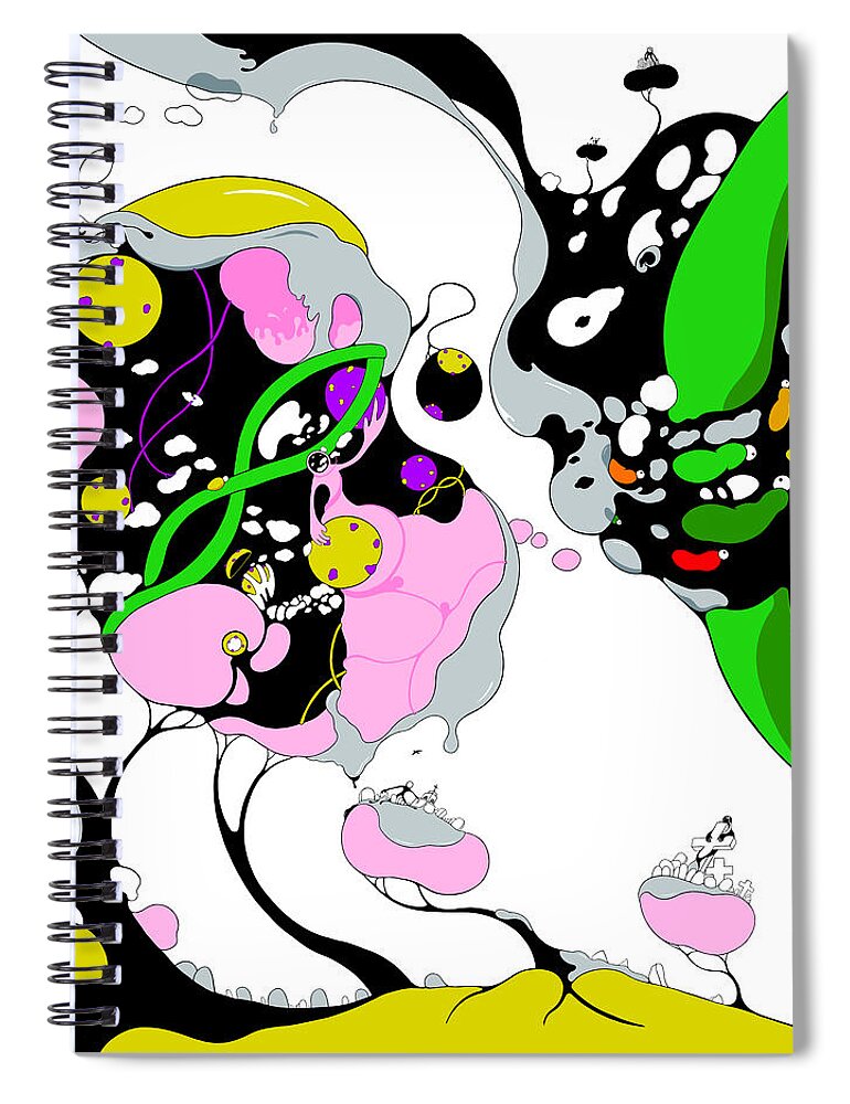Pandemic Spiral Notebook featuring the drawing Contamination by Craig Tilley