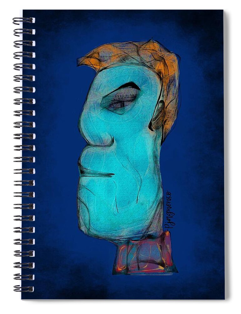 Blue Spiral Notebook featuring the digital art Contemplating by Ljev Rjadcenko