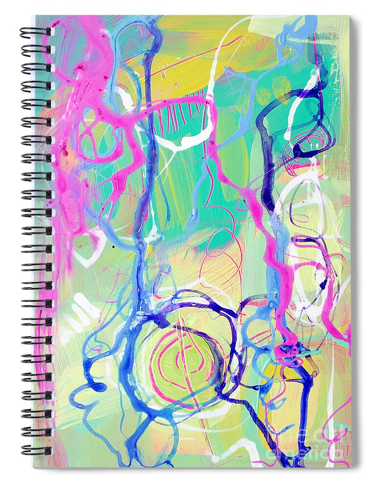 Contemporary Decor Spiral Notebook featuring the painting Contemporary Abstract - Crossing Paths No. 2 - Modern Artwork Painting No. 4 by Patricia Awapara