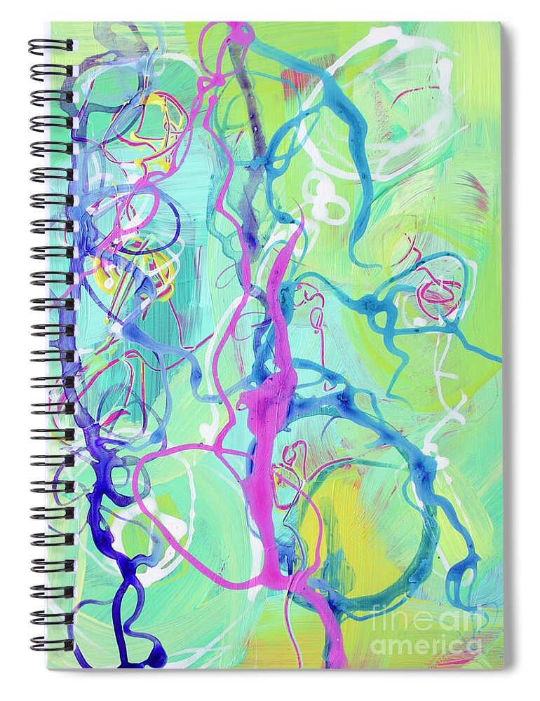 Modern Abstract Art Spiral Notebook featuring the painting Contemporary Abstract - Crossing Paths No. 2 - Modern Artwork Painting by Patricia Awapara