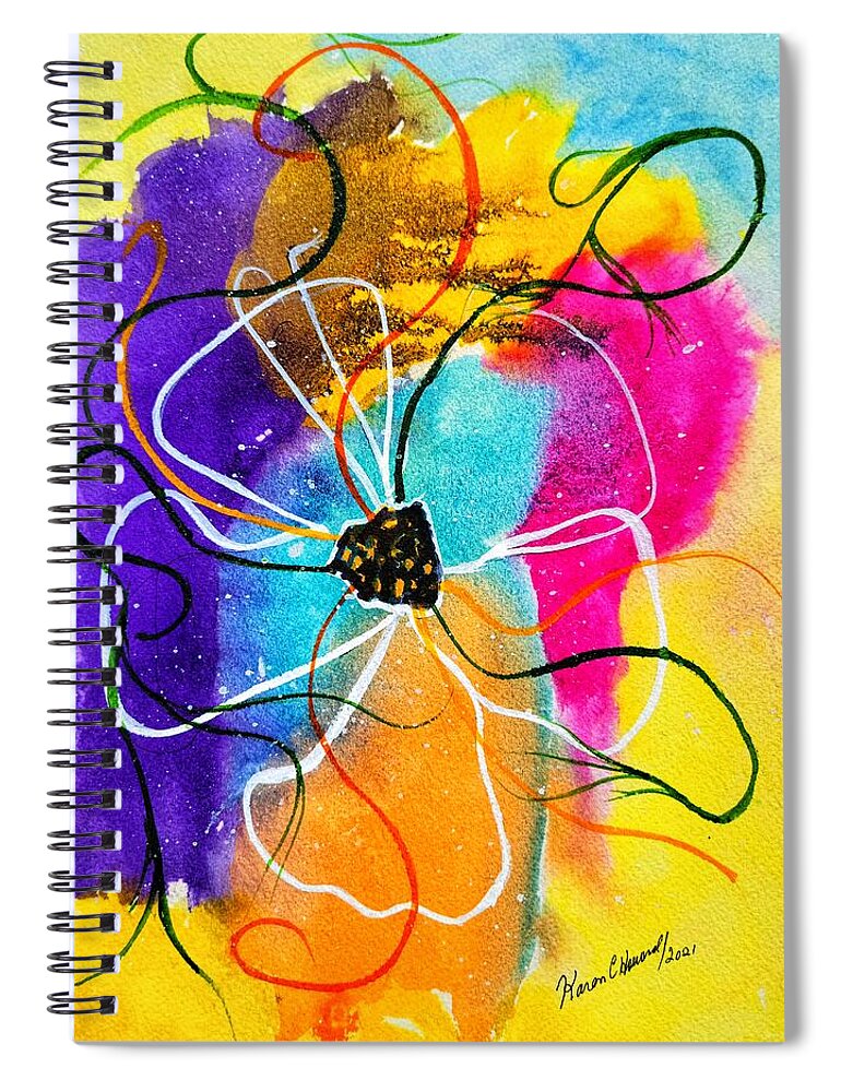 Abstract Spiral Notebook featuring the painting Contemporary Floral by Shady Lane Studios-Karen Howard