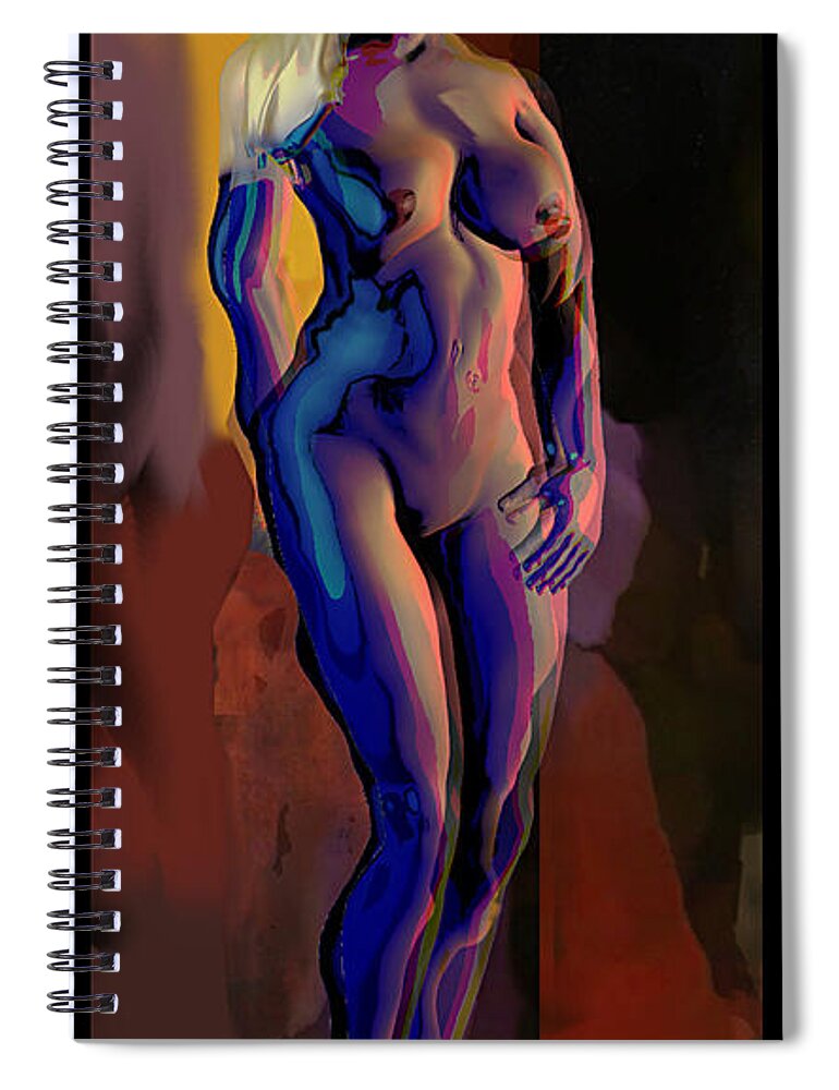 Multimedia Spiral Notebook featuring the digital art Contemporary Nude Abstract 2b 2022 by G Linsenmayer