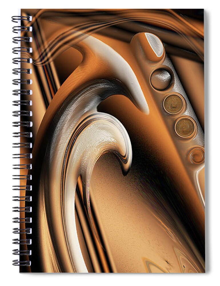Abstract Musical Instruments Mighty Sight Studio Tampa Florida Surrealism Fantasy Scenes Art Painted Virtually Steve Sperry Spiral Notebook featuring the digital art Contra Bass by Steve Sperry