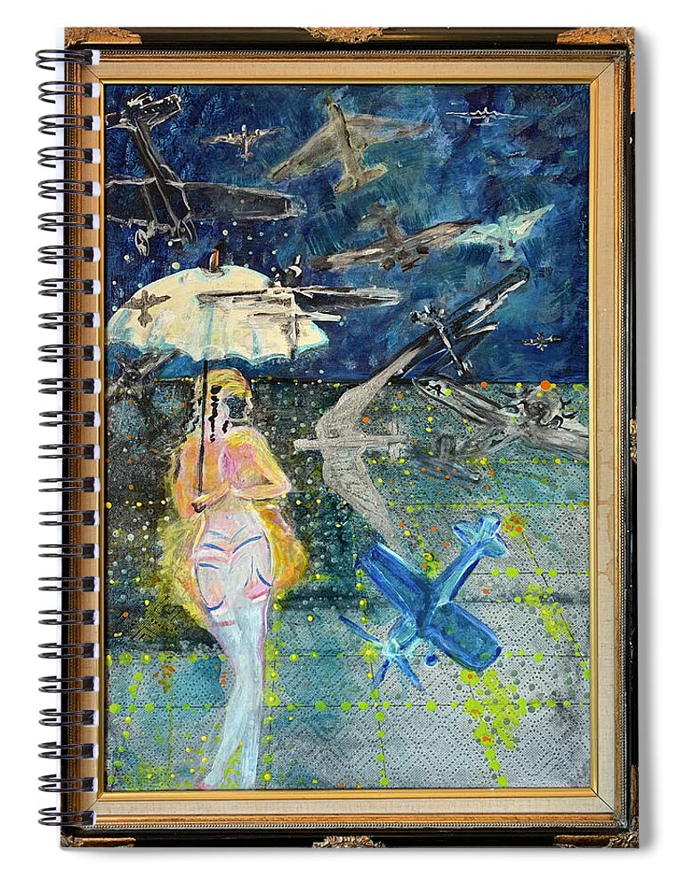 Pilot Spiral Notebook featuring the painting Control Tower Observations by Leslie Porter