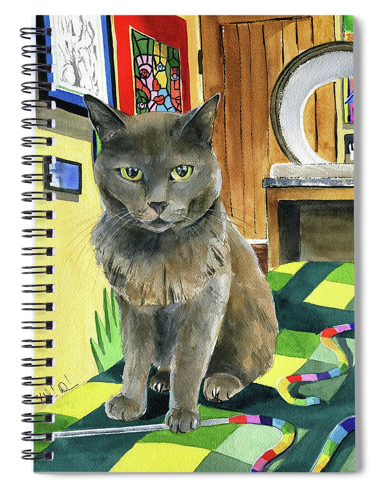 Cats Spiral Notebook featuring the painting Cookie Monster by Dora Hathazi Mendes