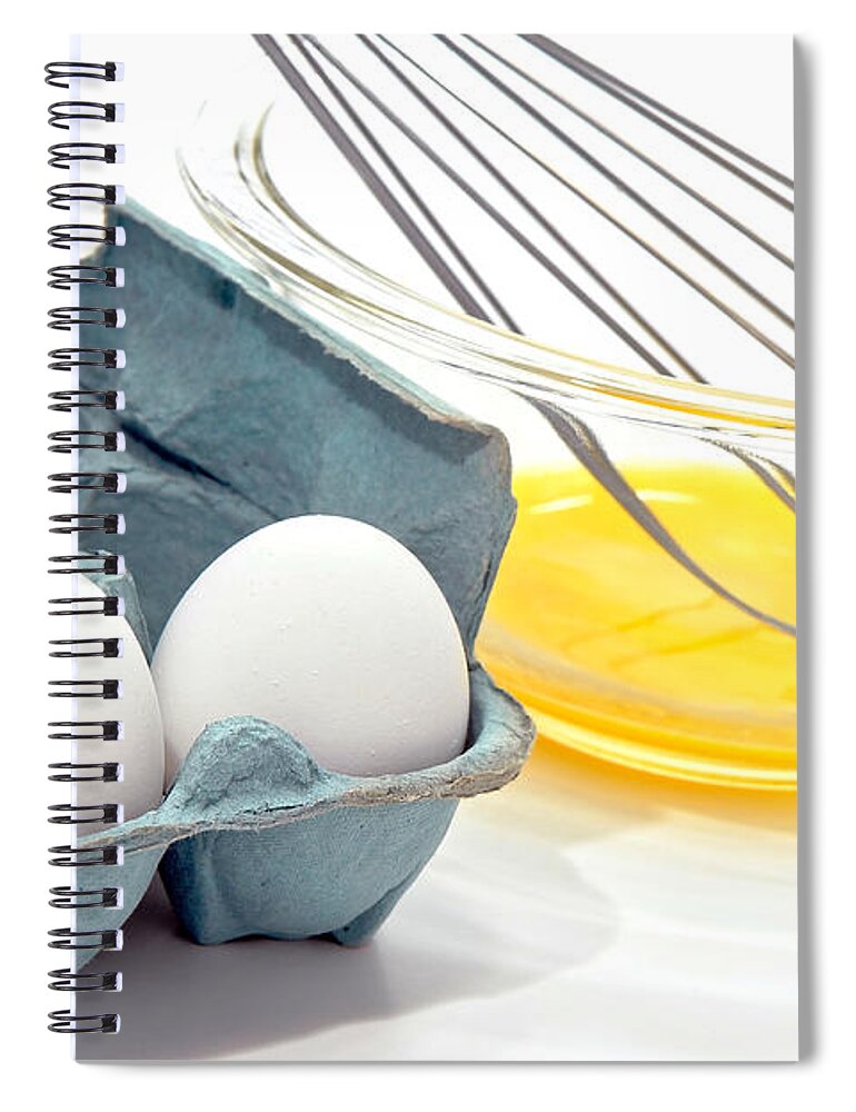 Beaten Spiral Notebook featuring the photograph Cooking an Omelet with Eggs in a Carton by Olivier Le Queinec