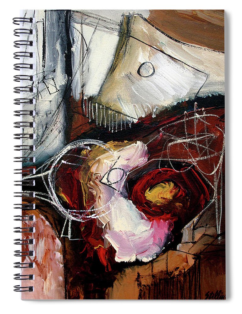 Abstract Spiral Notebook featuring the painting Cool Breeze by Jim Stallings