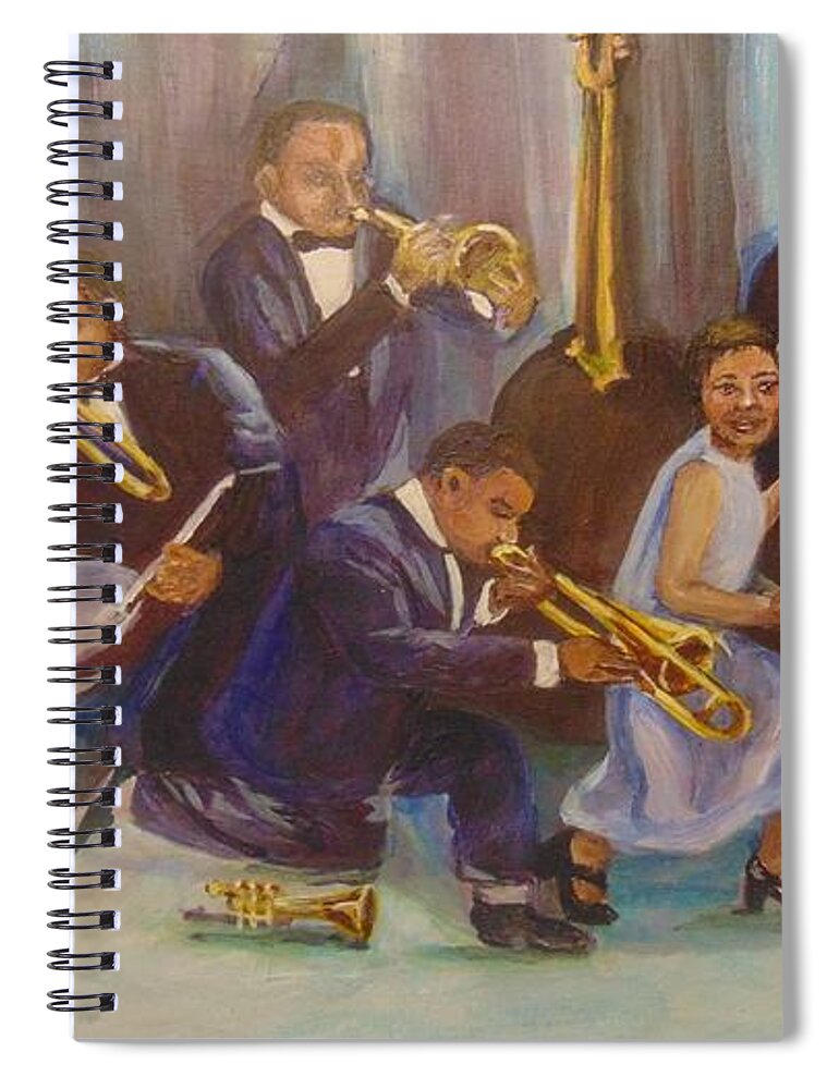 Jazz Spiral Notebook featuring the painting Cool Jazz by Saundra Johnson
