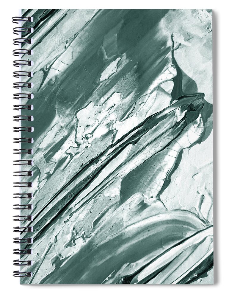 Soft Gray Spiral Notebook featuring the painting Cool Soft Gray Lines Abstract Textured Decorative Art III by Irina Sztukowski