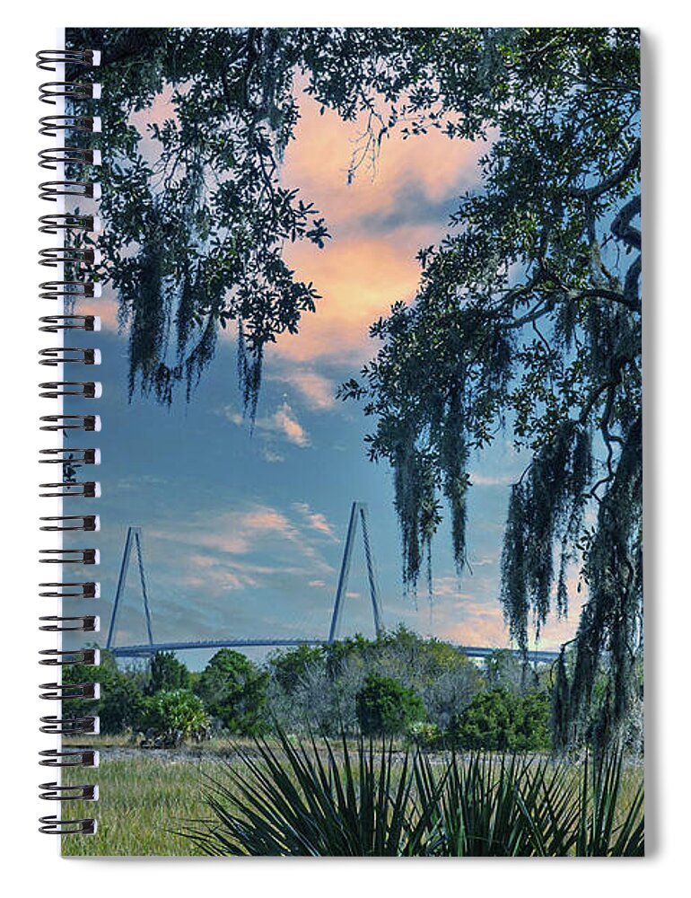 Live Oak Tree Spiral Notebook featuring the photograph Cooper River Bridge - Charleston - Lowcountry Views by Dale Powell