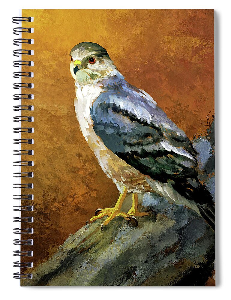 Hawk Spiral Notebook featuring the digital art Cooper's Hawk by Lois Bryan