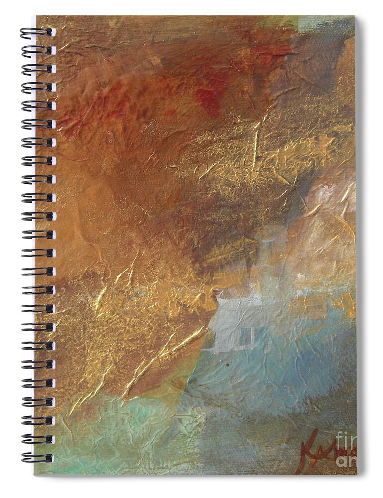 Copper Spiral Notebook featuring the painting Copper Turquoise Abstract by Kristen Abrahamson