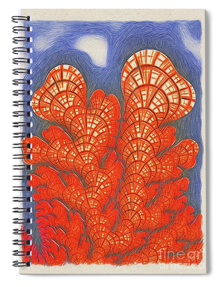 Interior Spiral Notebook featuring the painting Coral by Esoterica Art Agency