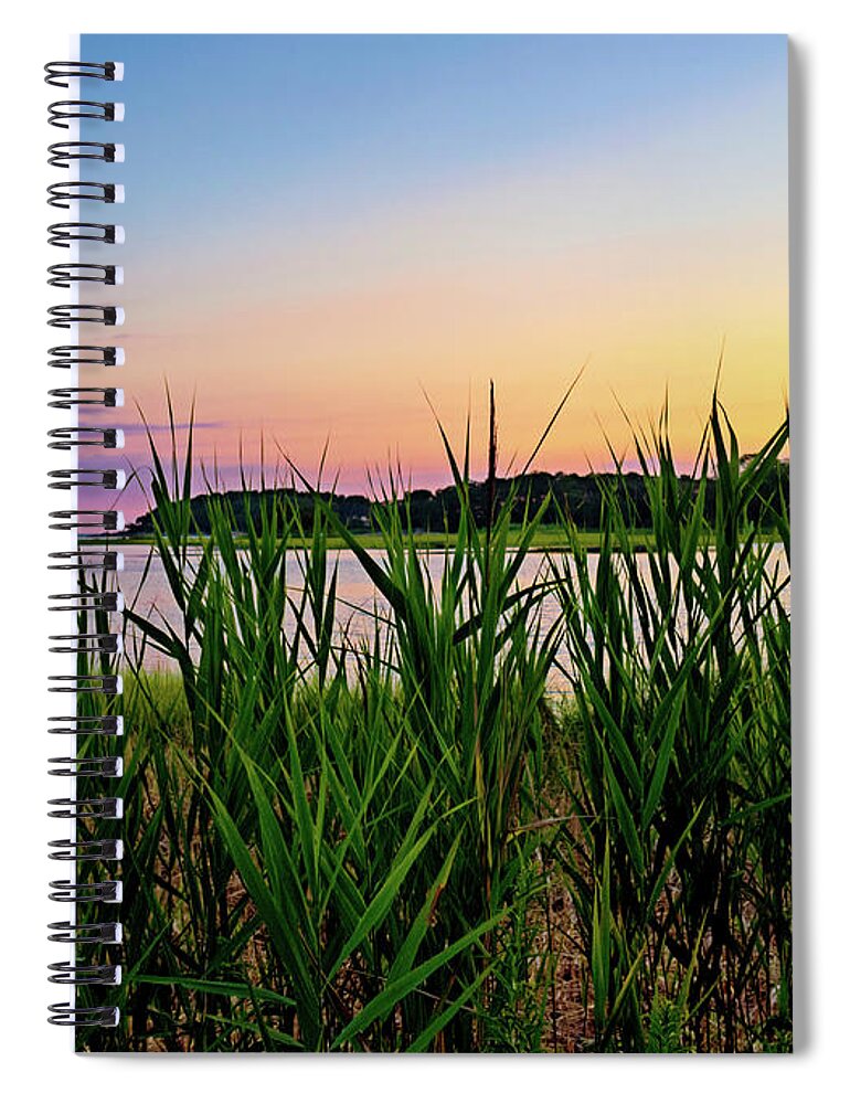 Reflections Spiral Notebook featuring the photograph Cordgrass Island and Sunset by Marianne Campolongo