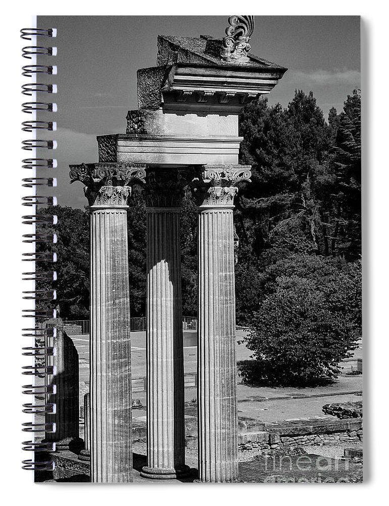 Saint Remy Spiral Notebook featuring the photograph Corinthian Temple Columns at Glanum Roman Ruins Two 2 by Bob Phillips