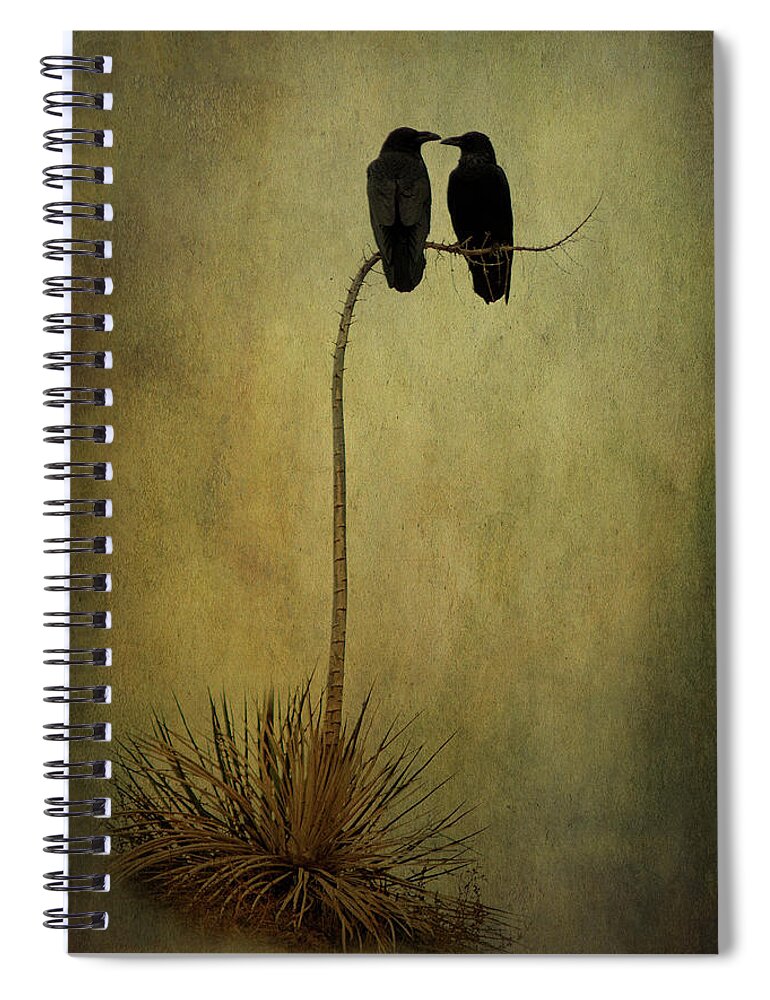 Crow Spiral Notebook featuring the digital art Corvid Companions by Nicole Wilde