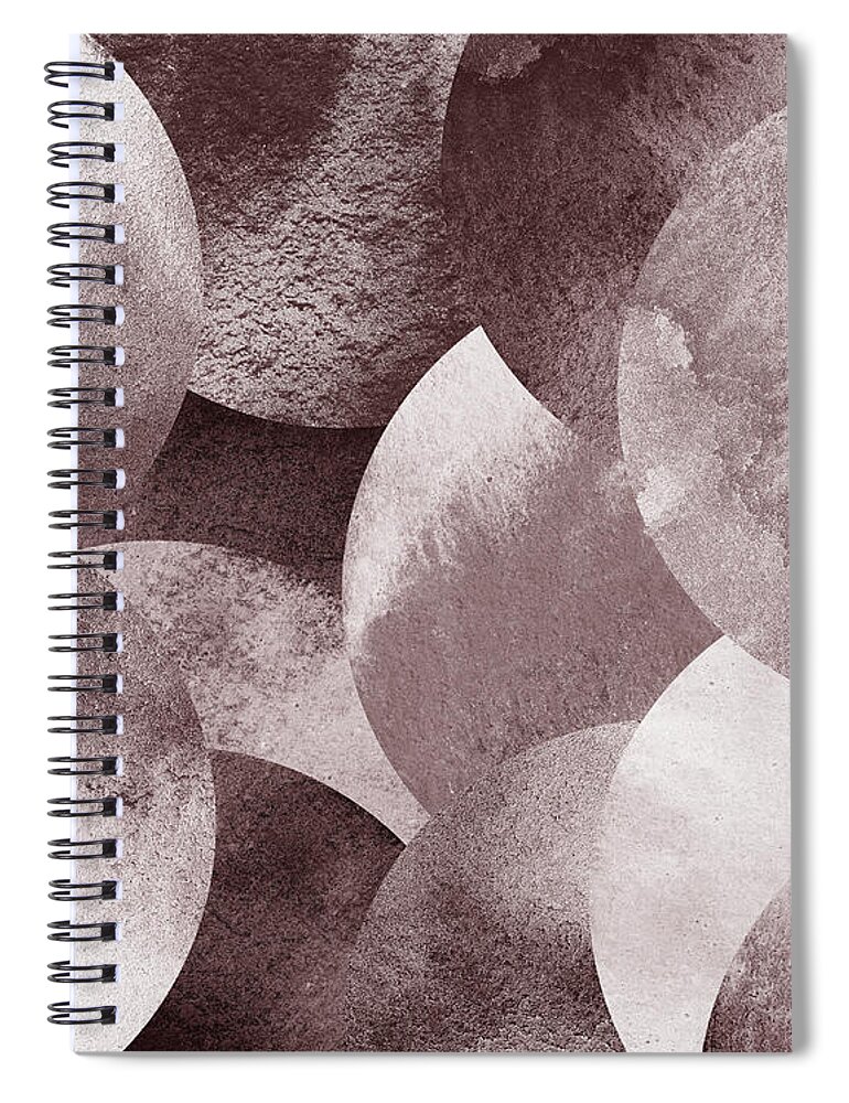 Gray Spiral Notebook featuring the painting Cosmos Round Spheres Watercolor Planet Parade Circles XII by Irina Sztukowski