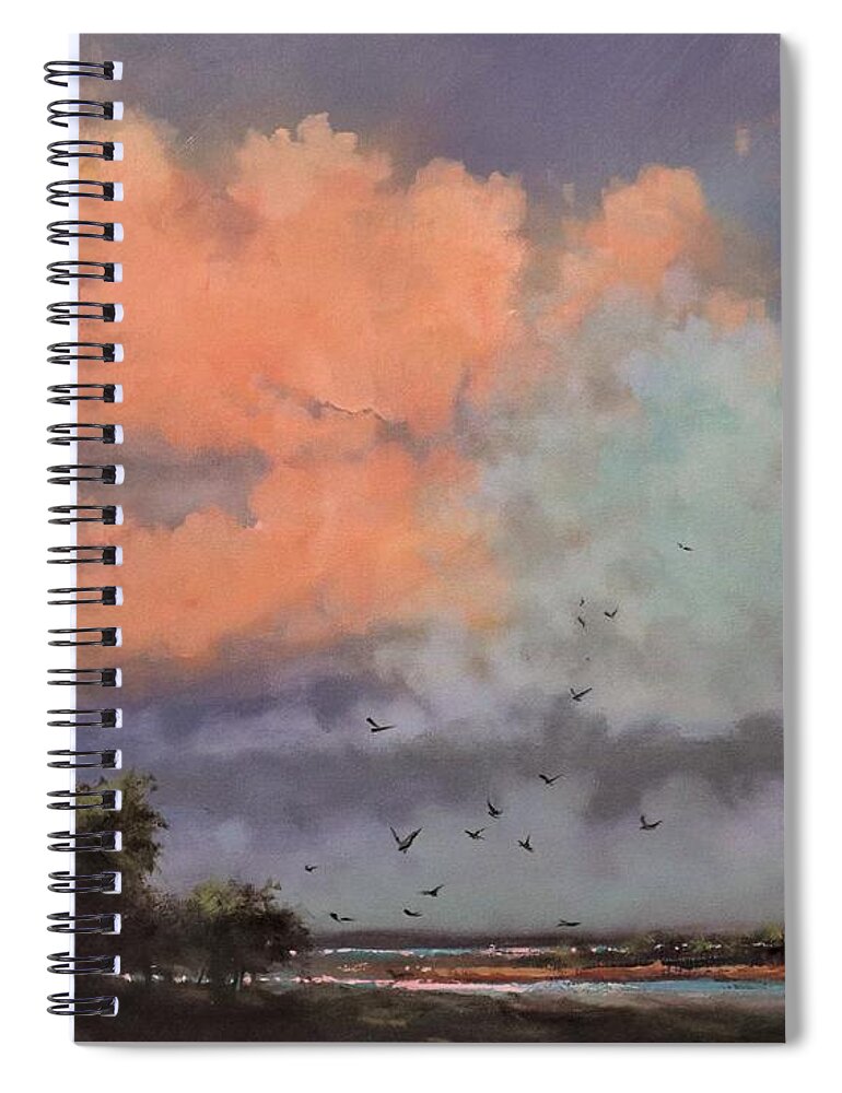 Clouds Spiral Notebook featuring the painting Cotton Candy Clouds by Tom Shropshire