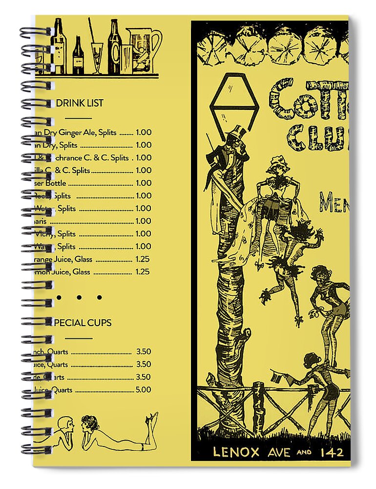 Cotton Club Menu Spiral Notebook featuring the mixed media Cotton Club Menu by Pheasant Run Gallery