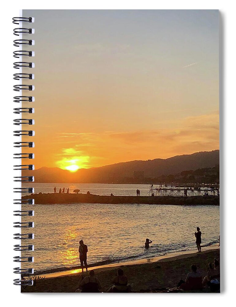 Cannes Spiral Notebook featuring the photograph Coucher de Soleil a Cannes by Medge Jaspan